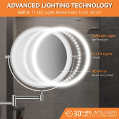 AUXMIR zidno LED kozmetičko ogledalo s 1x/20x povećanjem