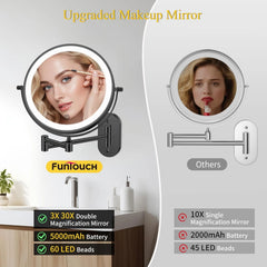 FUNTOUCH zidno LED kozmetičko ogledalo 3x/20x s USB-om