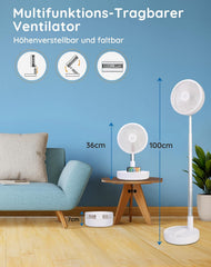 PRIMEVOLVE Teleskopski prenosni talni ventilator z daljinskim upravljanjem z 4 hitrostmi