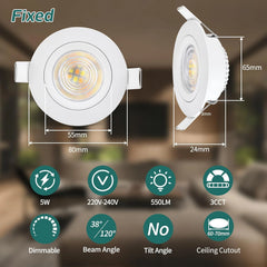 6x KYOTECH 80 mm vgradni LED reflektor 5 W IP44