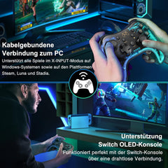 HASACOOL brezžični pro kontroler za Switch/Lite/OLED, transparenten z osvetlitvijo in aplikacijskim upravljanjem