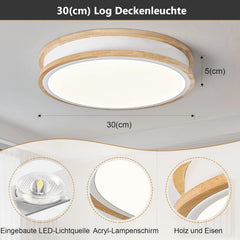 VIKAEY LED 30 cm stropna svetilka bela z lesom