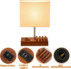DREAMHOLDER namizna svetilka s 3 USB-priključki in držali
