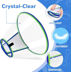 ICOYEA zaščitni ovratnik za pse, prozoren plastični ovratnik – modra, velikost 6