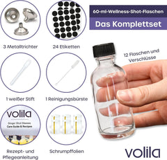 12x VOLILA 60 ml stekleničke za napitke s pokrovom