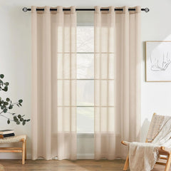 2x 140×260cm EMEMA prosojna voile zavesa z obročki