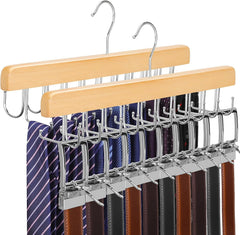2x TOPIA HANGER leseno obešalo za pasove in kravate z 20 kavlji