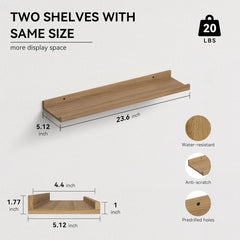 2x RICHER HOUSE 60 cm stenski polici v lesenem videzu