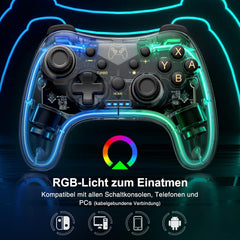 HASACOOL brezžični pro kontroler za Switch/Lite/OLED, transparenten z osvetlitvijo in aplikacijskim upravljanjem