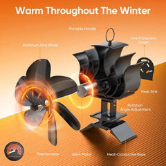 HECUSAM termoelektrični ventilator za kamin s 6 lopaticami