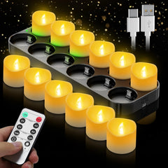 12x DAPHOMEU polnilne LED čajne svečke z daljincem