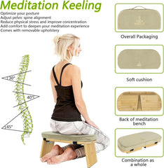 IPEB zložljiva meditacijska klop iz bambusa z blazino