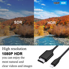 JUCONU HDMI kabel za iPhone na TV, 2 m, črn
