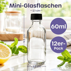 12x VOLILA 60 ml stekleničke za napitke s pokrovom