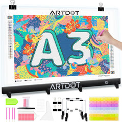 ARTDOT LED svetlobna plošča za delo pri diamantnem slikanju, risanju - A3 format